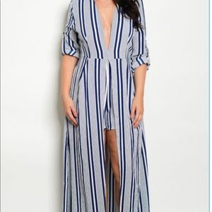 Navy and white romper suit. New without tags